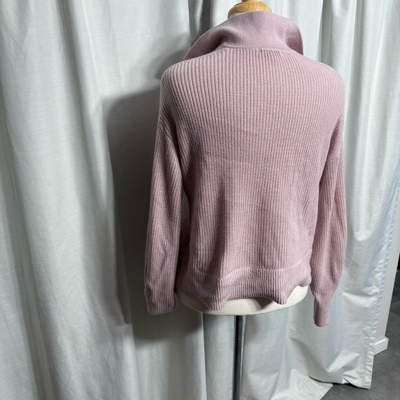 Reitmans Pink Cashmere Blend Ribbed V-Neck Collared Johnny Polo Sweater Size S - Picture 4 of 6